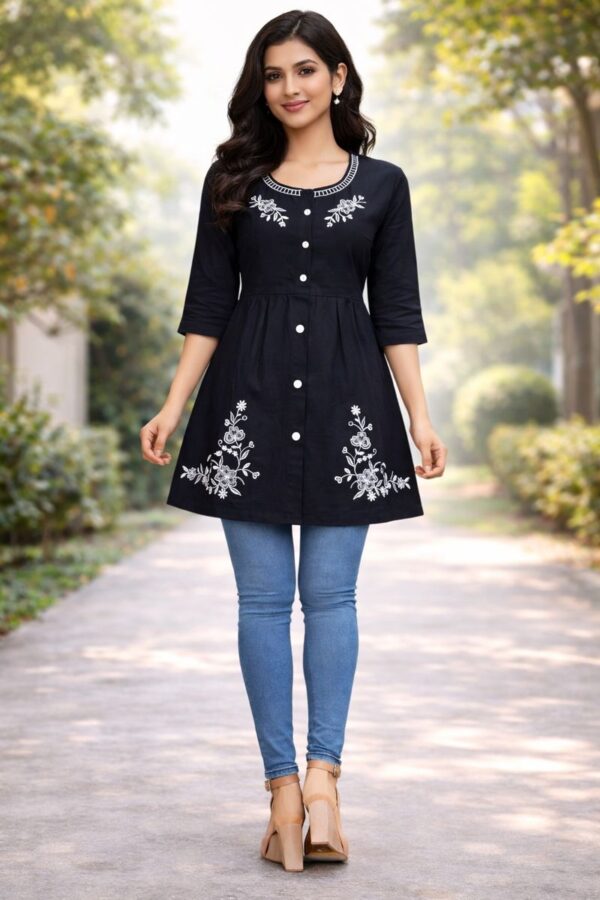 Embroidered A-Line Tunic Top-AE-TOP-070