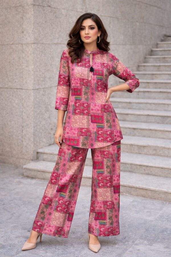 Printed Silk Co-Ord Set-AE-CSET-090