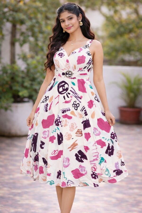 ElegantButterfly/ Floral Print Midi Dress for Girls / Teens-AE-T-Frock-08186