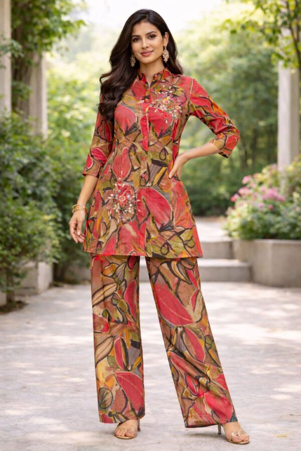 Luxury Multi Color Abstract Printed Kurta Pant Set-AE-CSET-024