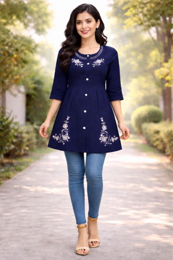 Embroidered A-Line Tunic Top-AE-TOP-071