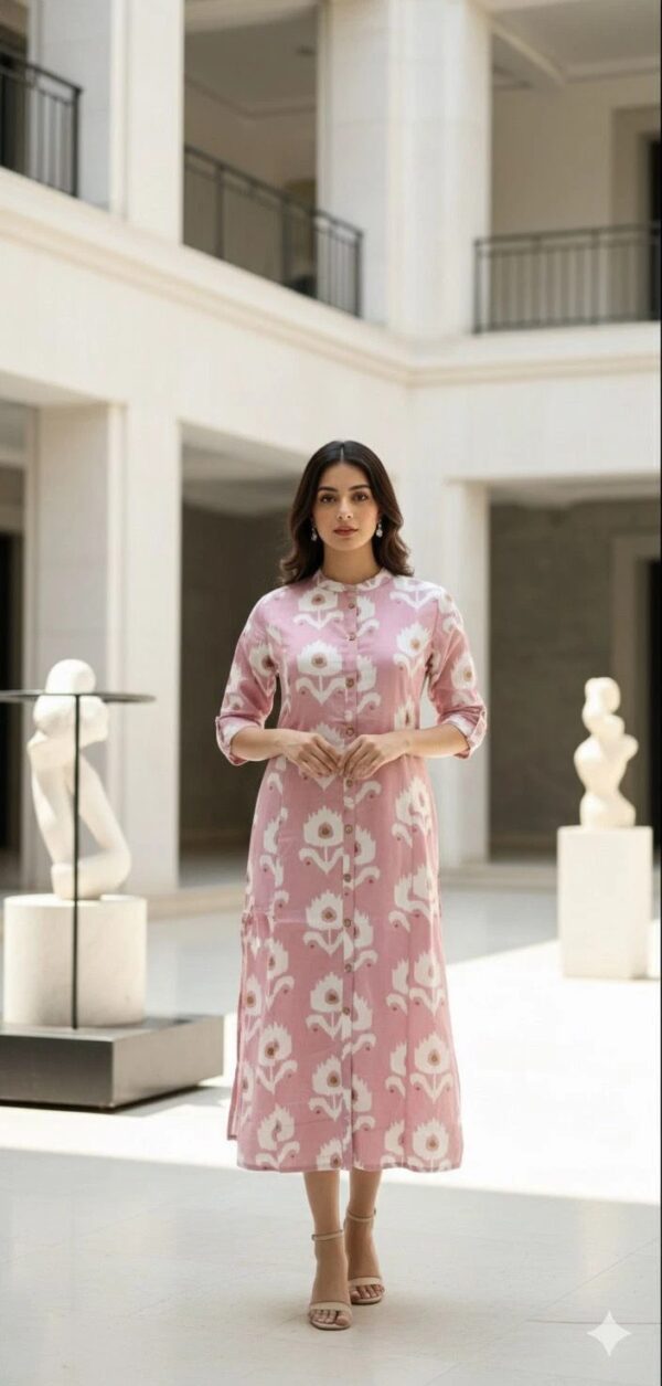 Pure Cotton Printed A-Line Dress-AE-KURTI-013